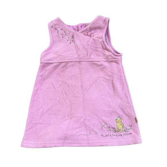 Vtg Disney Classic Pooh Pink Fleece Winnie the Pooh Dress Size 9M - Picture 1 of 7